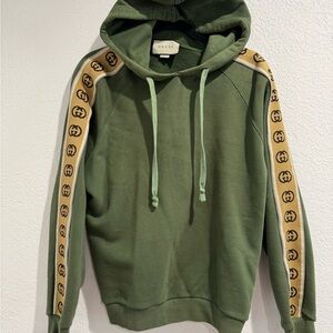 Gucci Olive Hoodie with Beige Logo Accents